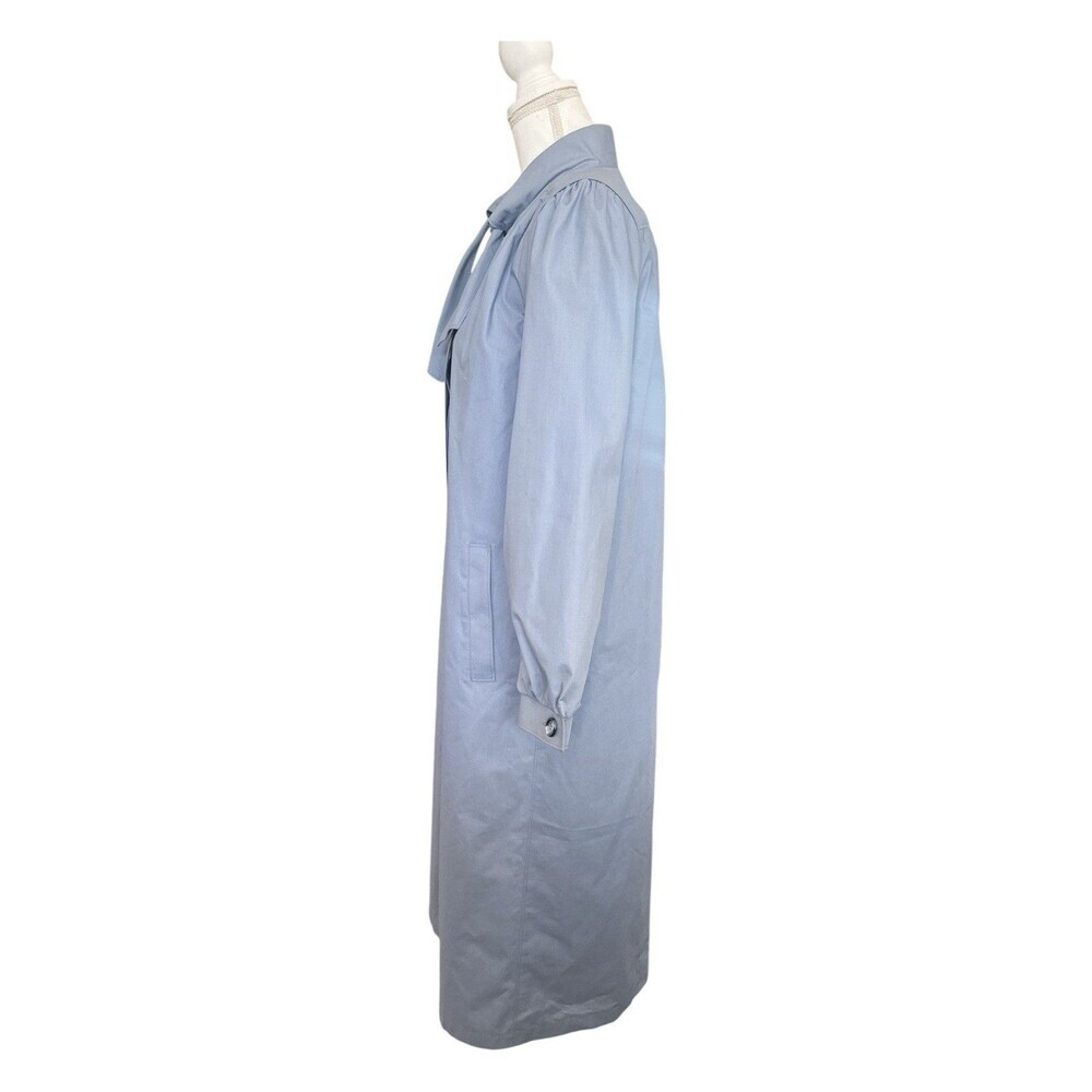 London Fog Powder Blue Tie Neck Trench Rain Coat Size 8 Vintage 1970s - Picture 5 of 8